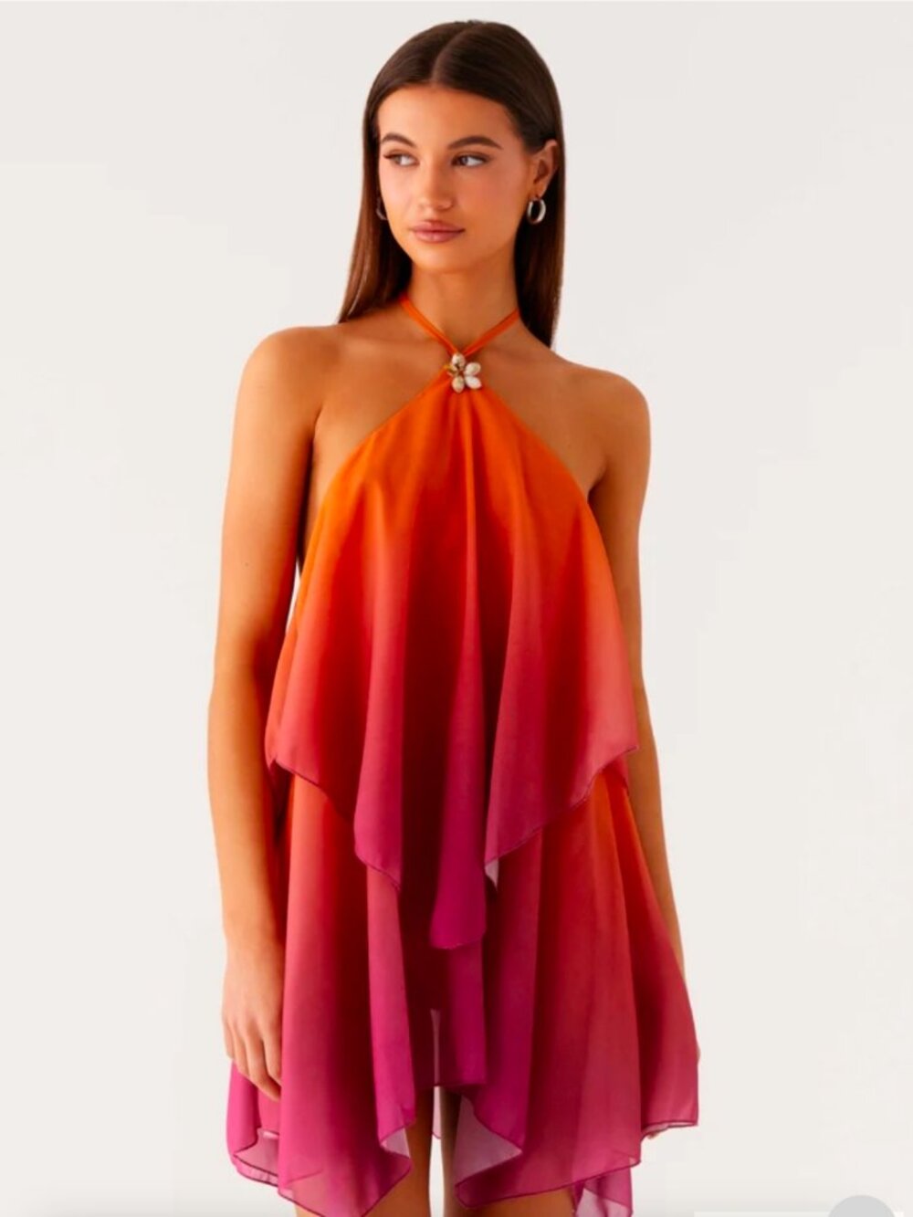 Peppermayo Orange to Pink Ombre Halter Mini Dress